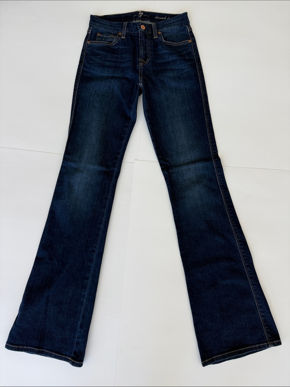Y2K 7 For All Mankind Karah Bootcut Jeans Blue Denim Size 25 Dark Wash, NWOT